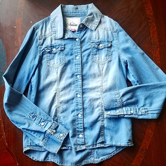 kelly by 25 international Other - KELLY Girl's Chambray Button Up Shirt Size M